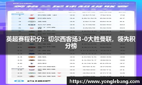 英超赛程积分：切尔西客场3-0大胜曼联，领先积分榜