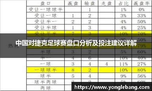 中国对捷克足球赛盘口分析及投注建议详解